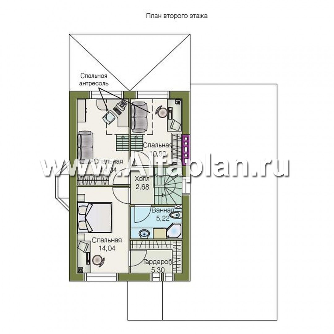 Проекты домов Альфаплан - «Премьера» - компактный дом с навесом для машины - изображение плана проекта №2