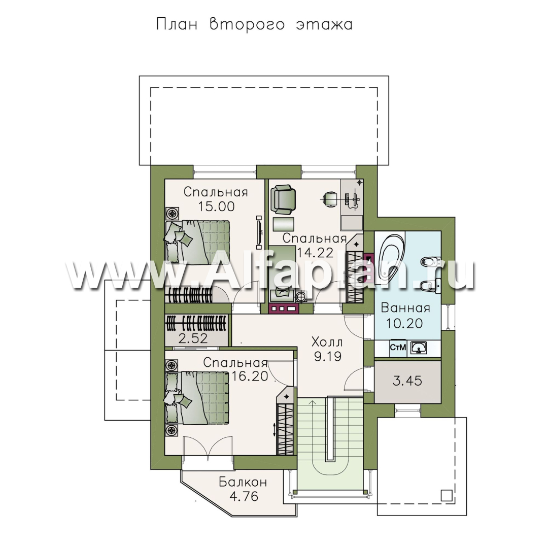 Проекты домов Альфаплан - «Тренд» - современный загородный дом - изображение плана проекта №2