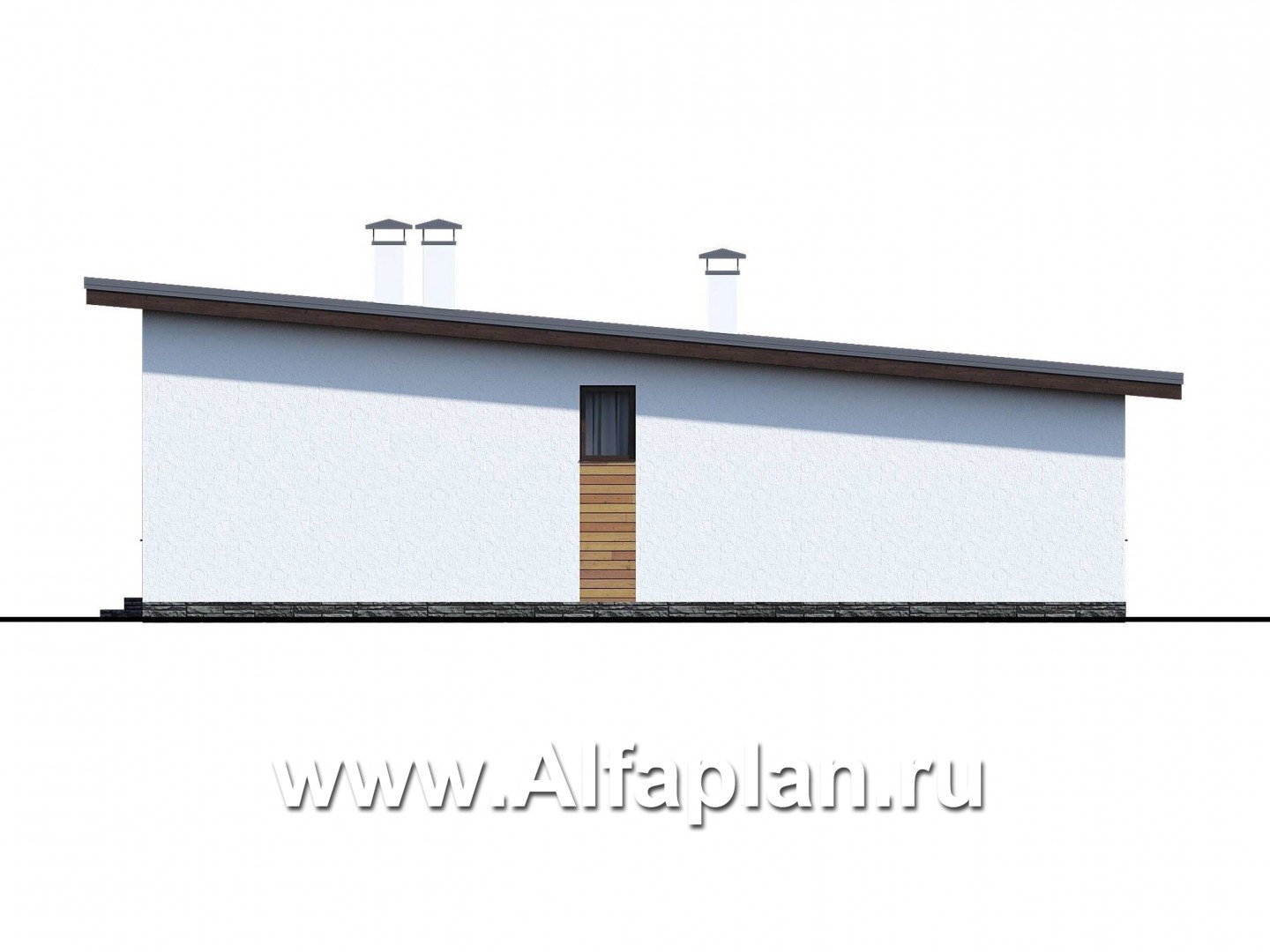 Проекты домов Альфаплан - «Эпсилон» - одноэтажный дом с сауной и джакузи на террасе - изображение фасада №2