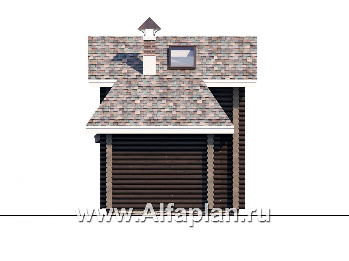 Проекты домов Альфаплан - Баня из бревен - гостевой дом с двумя спальными - изображение фасада №3
