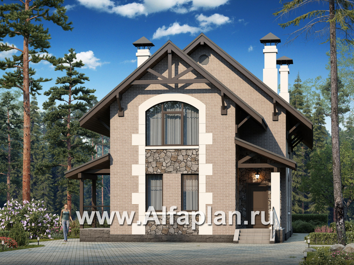 Проекты домов Альфаплан - «Одетта»- компактный дом для узкого участка - основное изображение