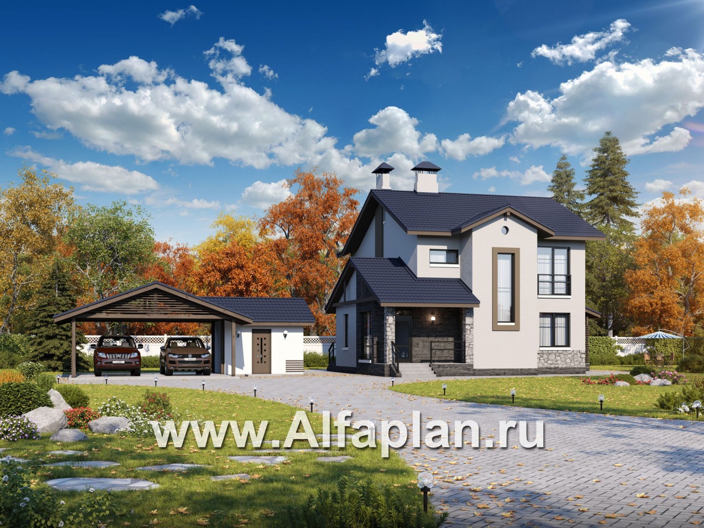 Проекты домов Альфаплан - «Скандинавия»_ДУО - основное изображение