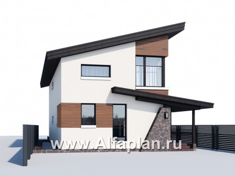 Проекты домов Альфаплан - «Писарро» - проект дома для узкого участка, 3 спальни - превью дополнительного изображения №1