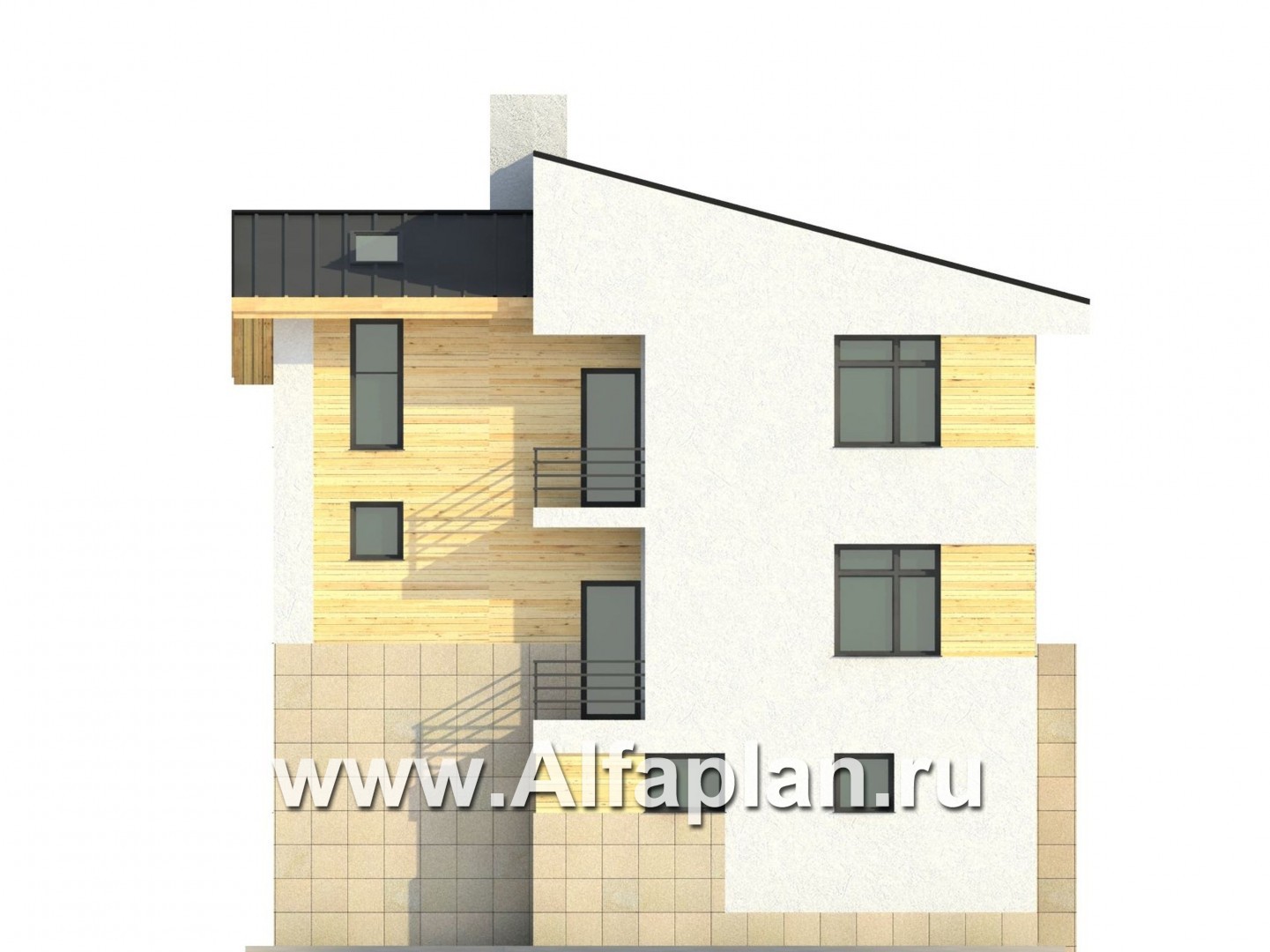 Проекты домов Альфаплан - Трехэтажный кирпичный коттедж - изображение фасада №4