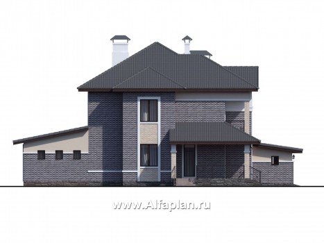 Проекты домов Альфаплан - «Арно» - классический особняк с большим гаражом и бассейном - превью фасада №3