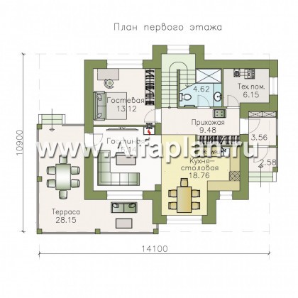Проекты домов Альфаплан - «Стимул» - рациональный загородный дом - превью плана проекта №1