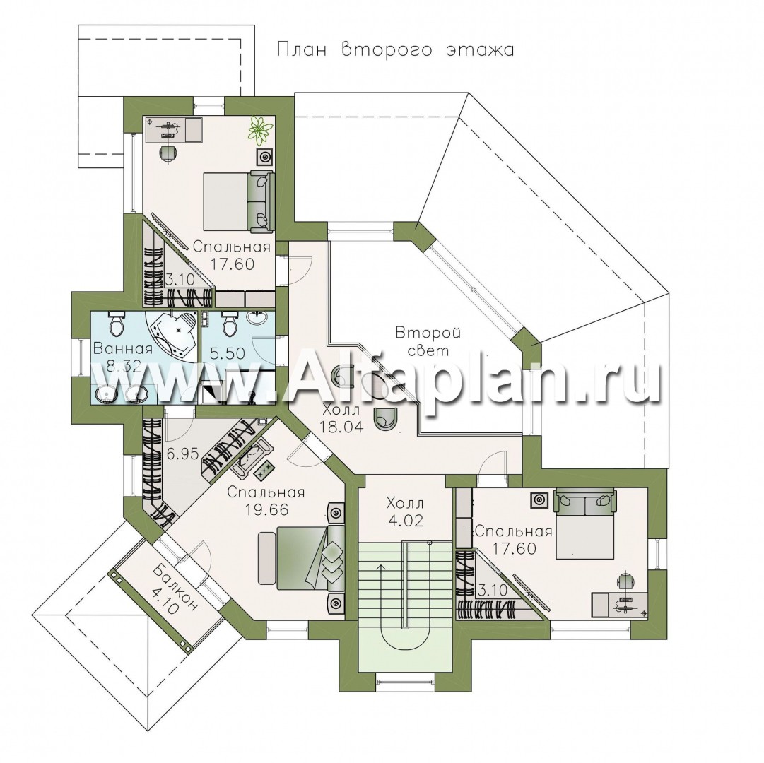 Проекты домов Альфаплан - "Эдем" - эксклюзивный двухэтажный коттедж с большим гаражом 219Р - план проекта №2