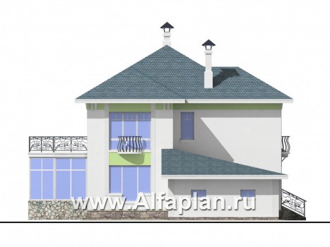 Проекты домов Альфаплан - «Палома» - респектабельный  особняк с большим гаражом - превью фасада №3