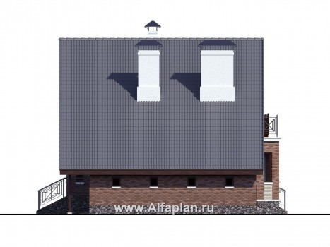 Проекты домов Альфаплан - «Регенсбург Плюс» - коттедж с цокольным этажом и верандой - превью фасада №2