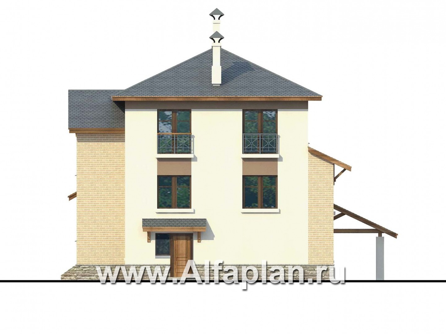 Проекты домов Альфаплан - Дом из газобетона «Аура» в современном стиле - изображение фасада №4