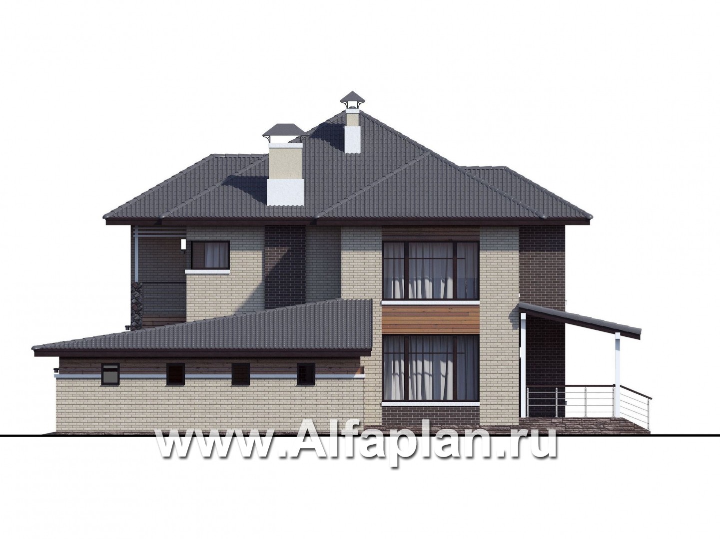 Проекты домов Альфаплан - «Киприда» — просторный коттедж с большим гаражом - изображение фасада №2