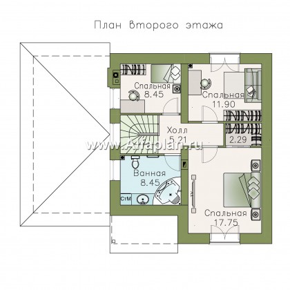 Проекты домов Альфаплан - Дом из газобетона «Оптима» - превью плана проекта №2