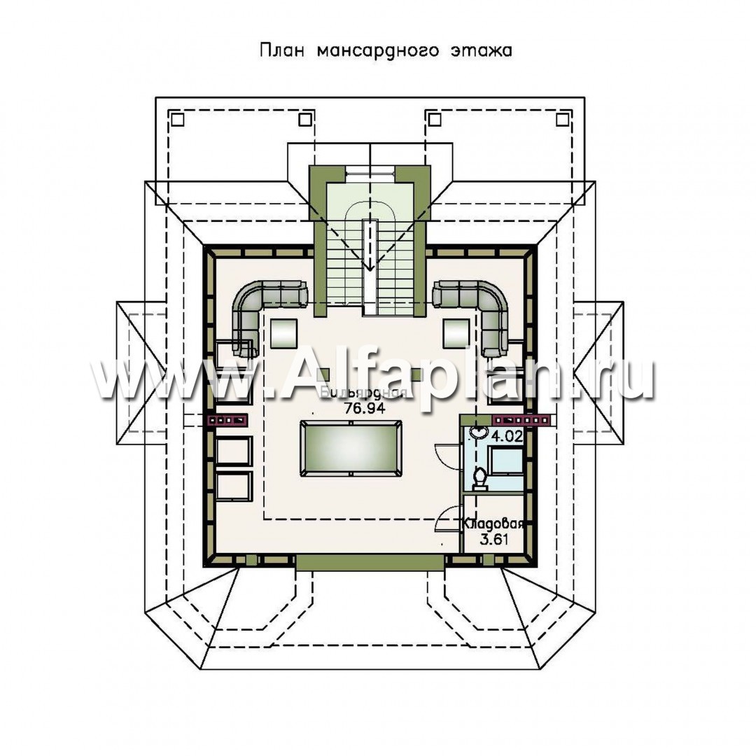 Проекты домов Альфаплан - «Рюрик» - солидный дом из газобетона для солидной семьи - изображение плана проекта №4