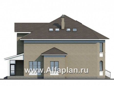 Проекты домов Альфаплан - «Рюрик» - солидный дом из газобетона для солидной семьи - превью фасада №3