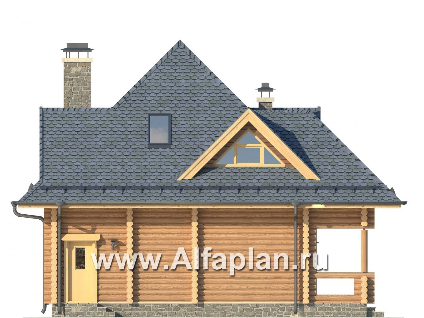 Проекты домов Альфаплан - Компактный деревянный дом - изображение фасада №3