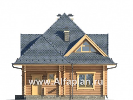 Проекты домов Альфаплан - Компактный деревянный дом - превью фасада №1