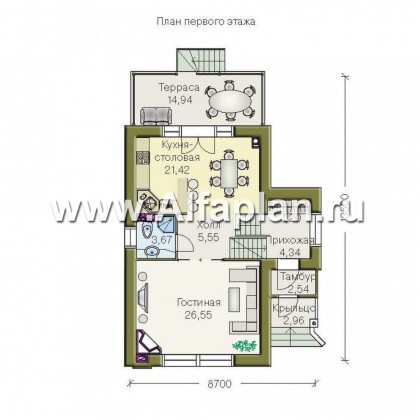 Проекты домов Альфаплан - «Эксклюзив» - компактный трехэтажный коттедж - превью плана проекта №2