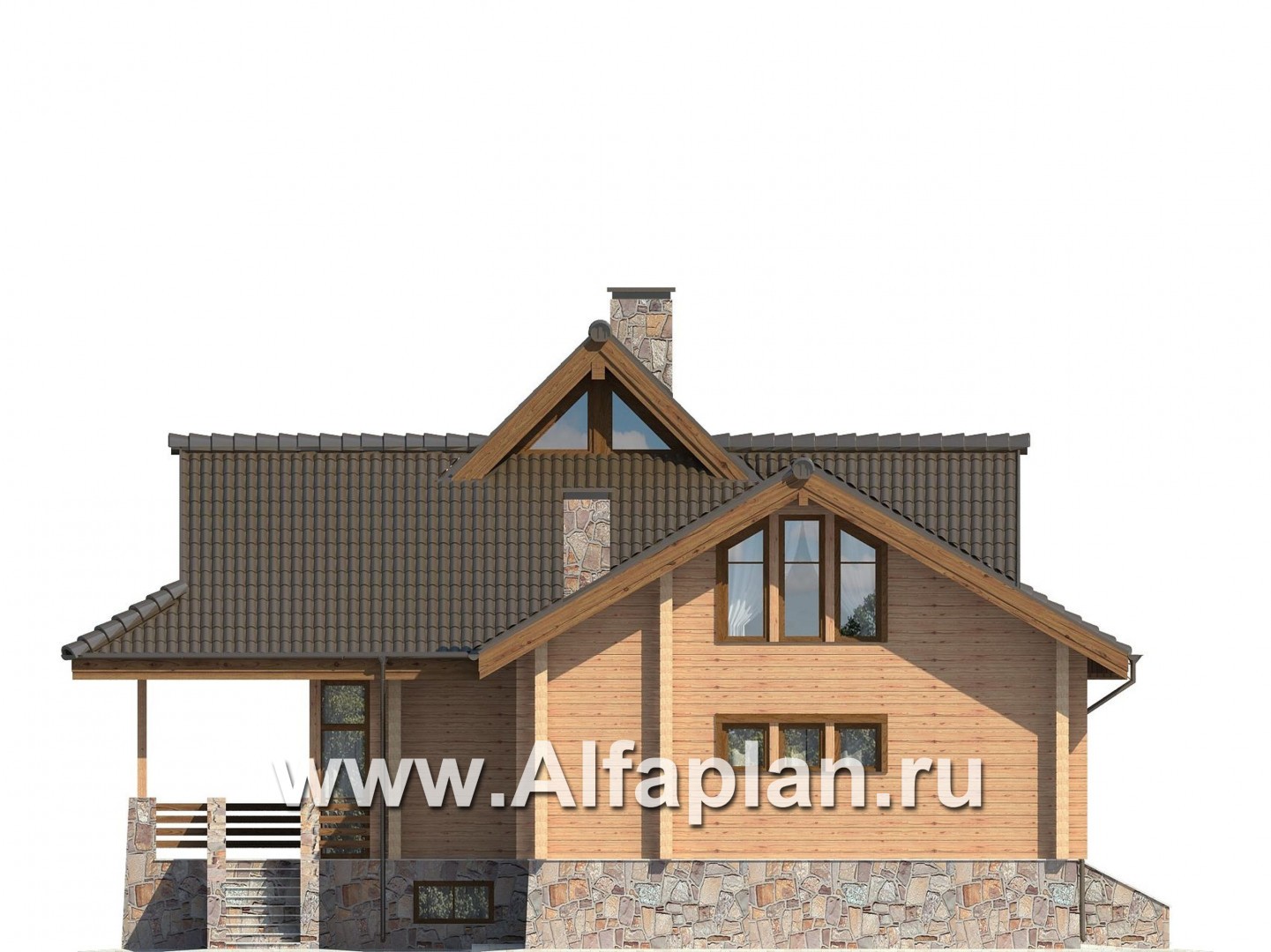 Проекты домов Альфаплан - Коттедж из клееного бруса - изображение фасада №4