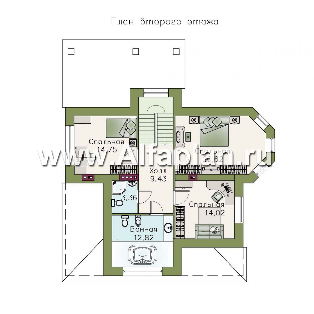 Проекты домов Альфаплан - «Магнит» - коттедж с террасами и постирочной - изображение плана проекта №2