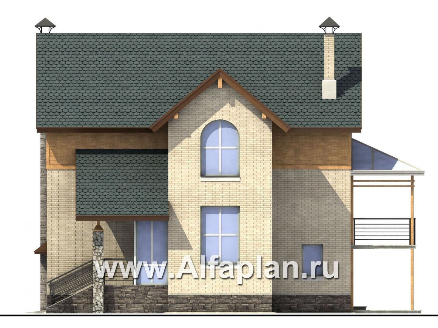 Проекты домов Альфаплан - «Экспрофессо» - уникальный проект у которого нет (только перегородки) аналогов - изображение фасада №2