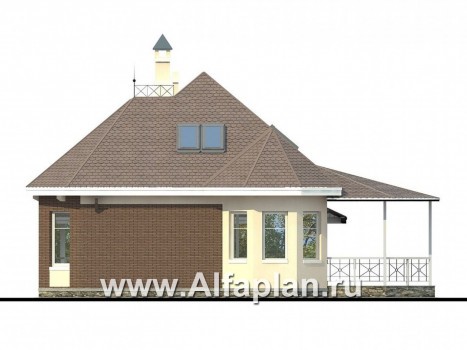 Проекты домов Альфаплан - «Душечка плюс» - компактный дом с навесом для машин - превью фасада №2