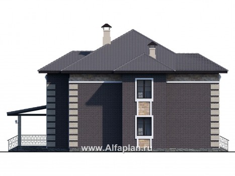 Проекты домов Альфаплан - «Двина» - элегантный особняк с симметричным фасадом - превью фасада №3