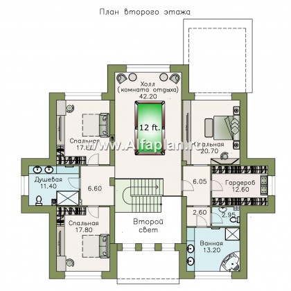 Проекты домов Альфаплан - «Двина» - элегантный особняк с симметричным фасадом - превью плана проекта №2