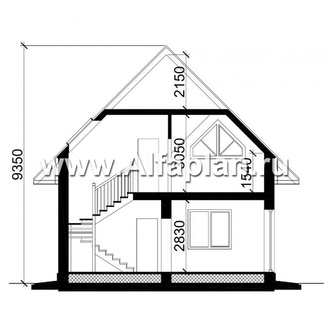 Проекты домов Альфаплан - Мансардный дом для маленького участка - план проекта №3