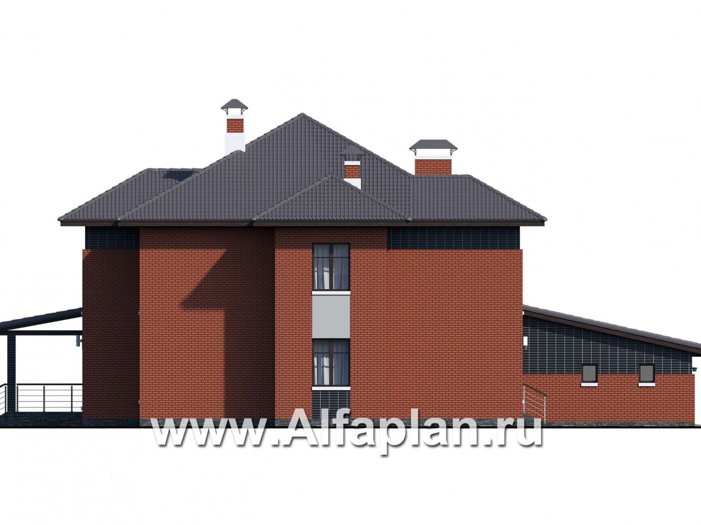 Проекты домов Альфаплан - «Рейн» — просторный современный коттедж  с большим гаражом - изображение фасада №3
