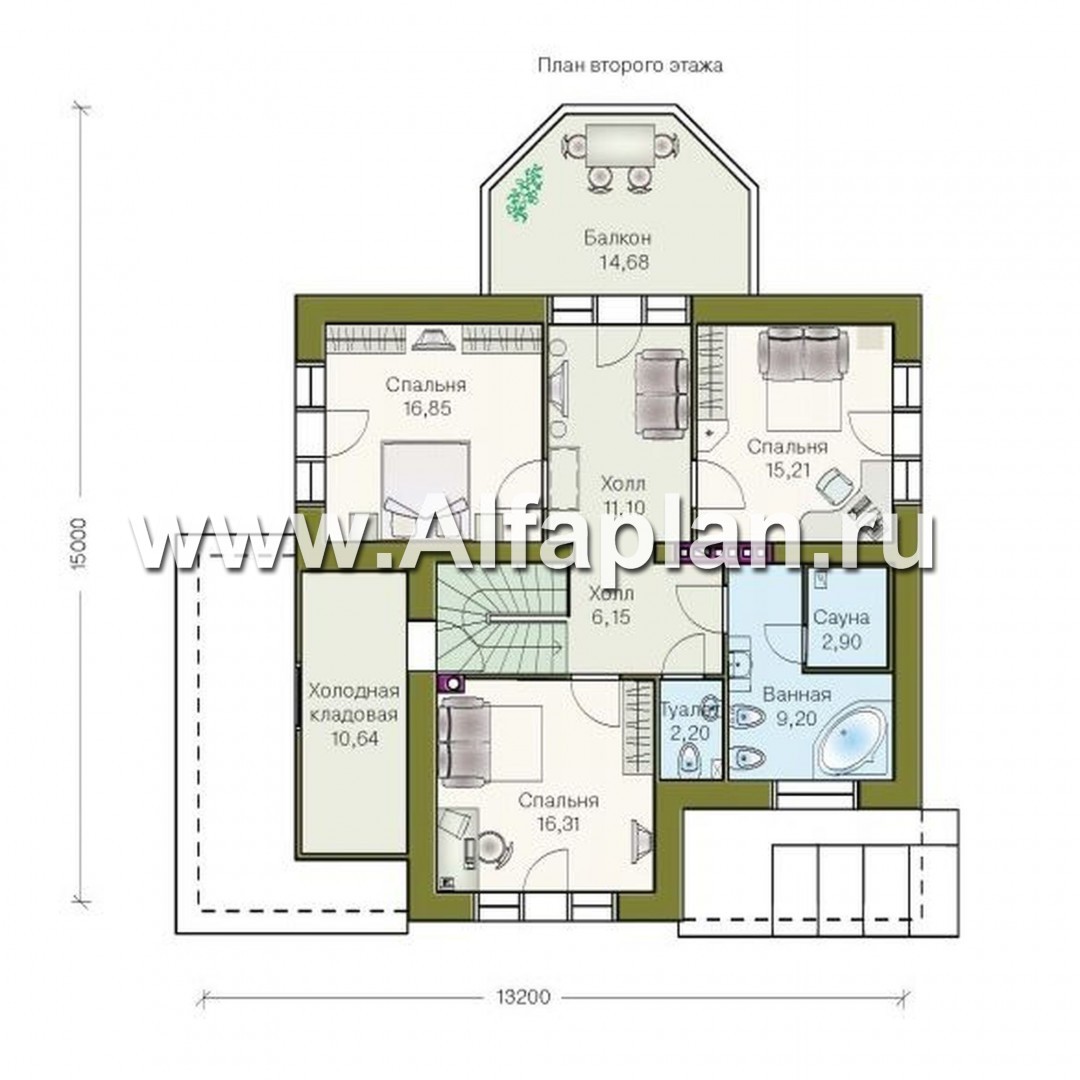 Проекты домов Альфаплан - Загородный дом с компактным планом - изображение плана проекта №2