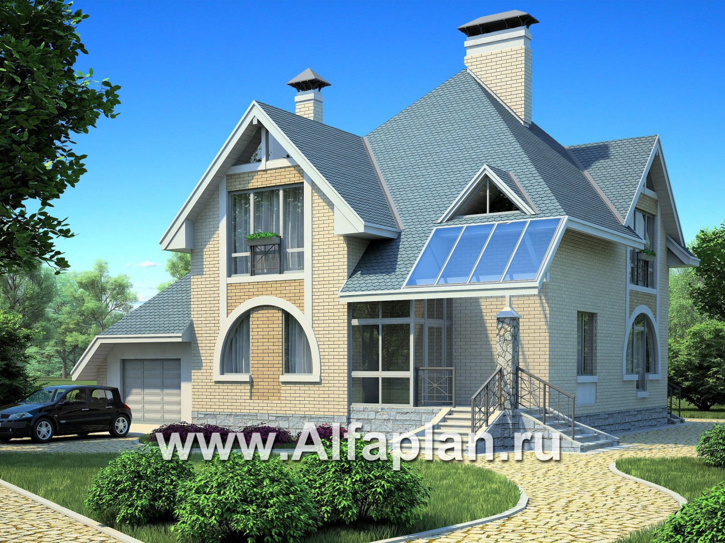Проекты домов Альфаплан - Загородный дом с компактным планом - основное изображение