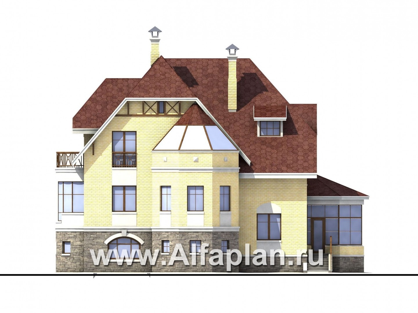Проекты домов Альфаплан - «Каменный остров» - особняк бизнес-класса - изображение фасада №4