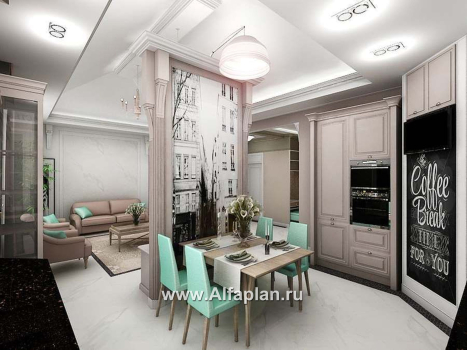 Проекты домов Альфаплан - «Жасмин» - одноэтажный дом с гаражом в классическом стиле - превью дополнительного изображения №5
