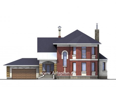 Проекты домов Альфаплан - «Ювенил» - загородный дом с большим гаражом - превью фасада №1