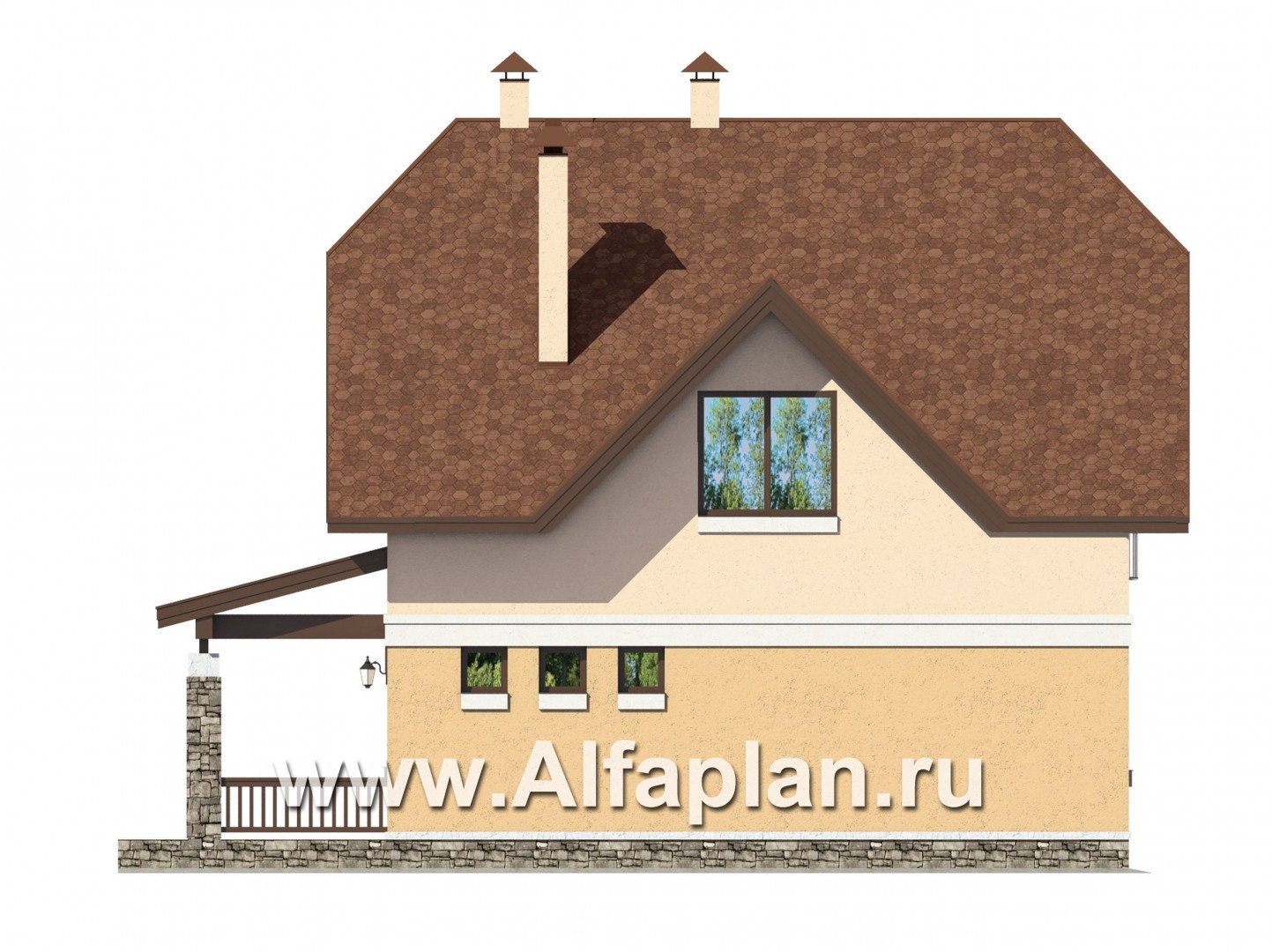 Проекты домов Альфаплан - Небольшой дом для загородной жизни - изображение фасада №3