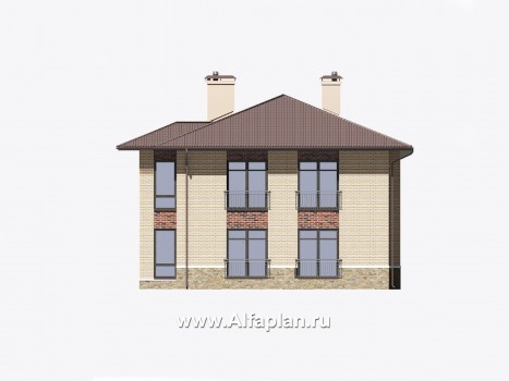 Проекты домов Альфаплан - Двухэтажный особняк с большой гостиной - превью фасада №3