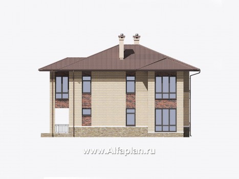 Проекты домов Альфаплан - Двухэтажный особняк с большой гостиной - превью фасада №4