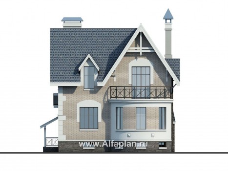 Проекты домов Альфаплан - «Стелла Плюс» — компактный дом с цокольным этажом - превью фасада №4