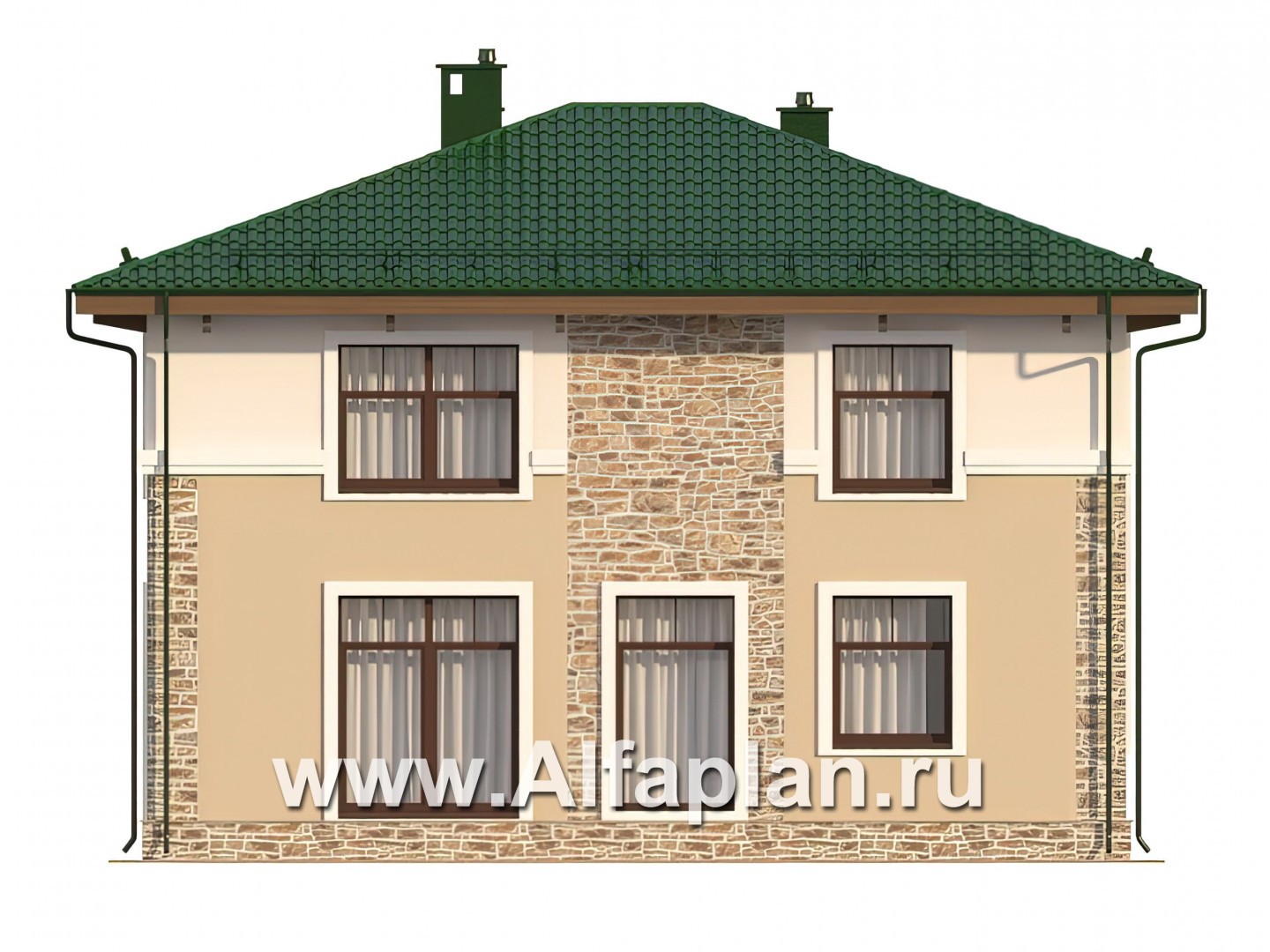 Проекты домов Альфаплан - Двухэтажный дом с удобной простой планировкой - изображение фасада №2