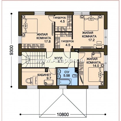 Проекты домов Альфаплан - Двухэтажный дом с удобной простой планировкой - превью плана проекта №2