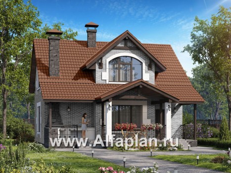 Проекты домов Альфаплан - "Отдых" - проект дома для дачи с мансардой и большой террасой - превью дополнительного изображения №2