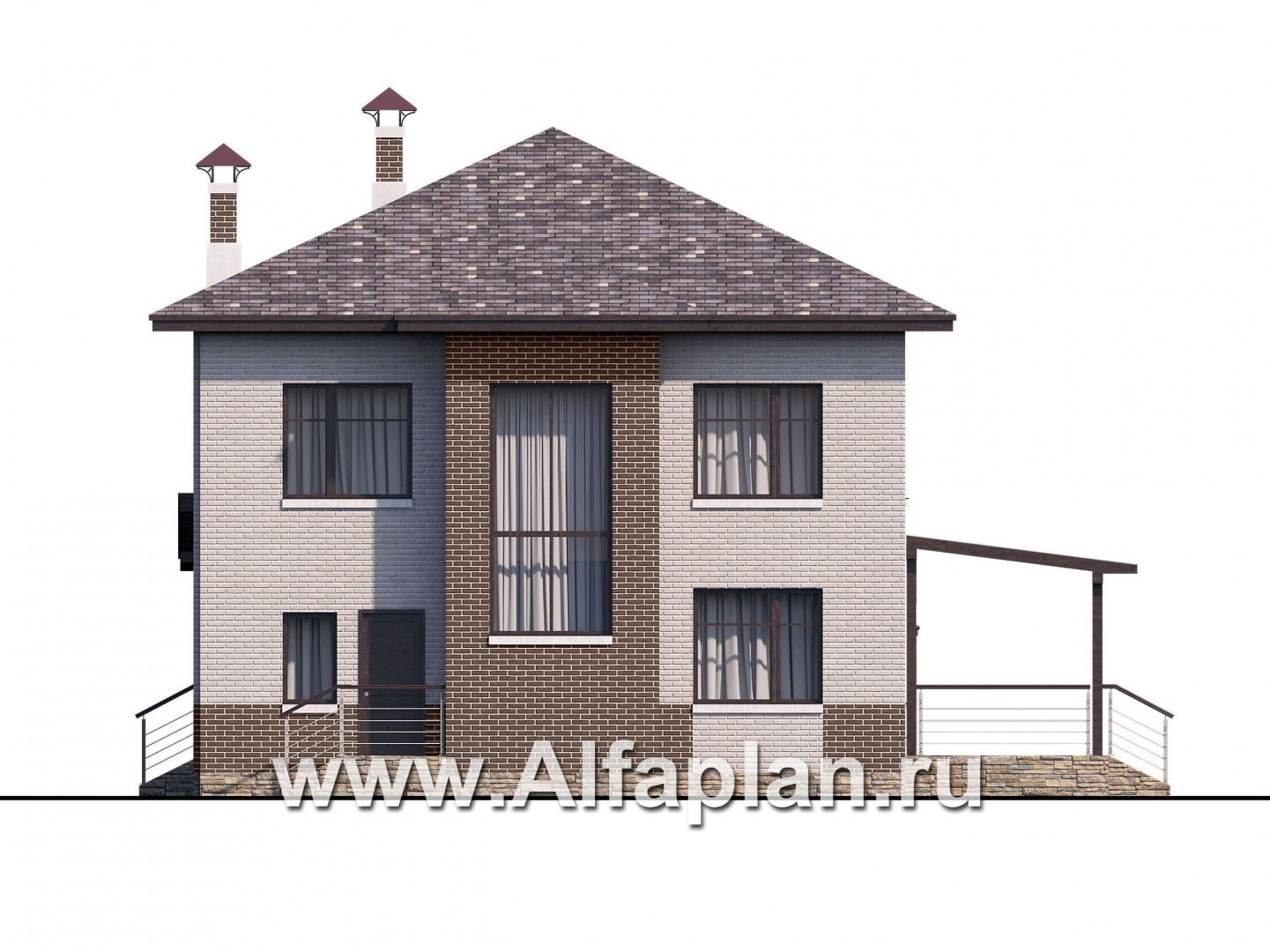 Проекты домов Альфаплан - Стильный двухэтажный коттедж со вторым светом - изображение фасада №4
