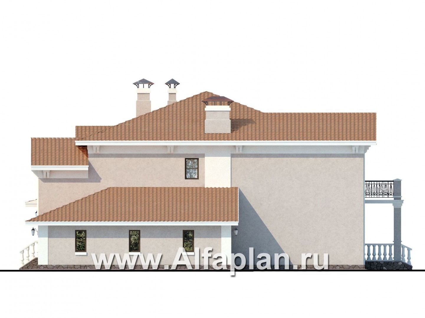 Проекты домов Альфаплан - «Эсперанса» - загородный особняк с террасой и гаражом - изображение фасада №2