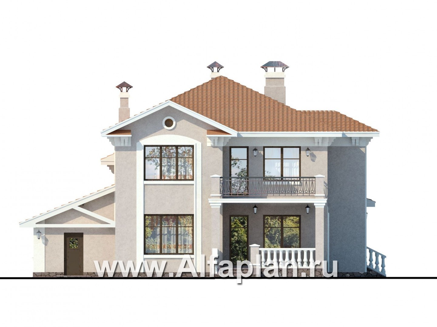 Проекты домов Альфаплан - «Эсперанса» - загородный особняк с террасой и гаражом - изображение фасада №4