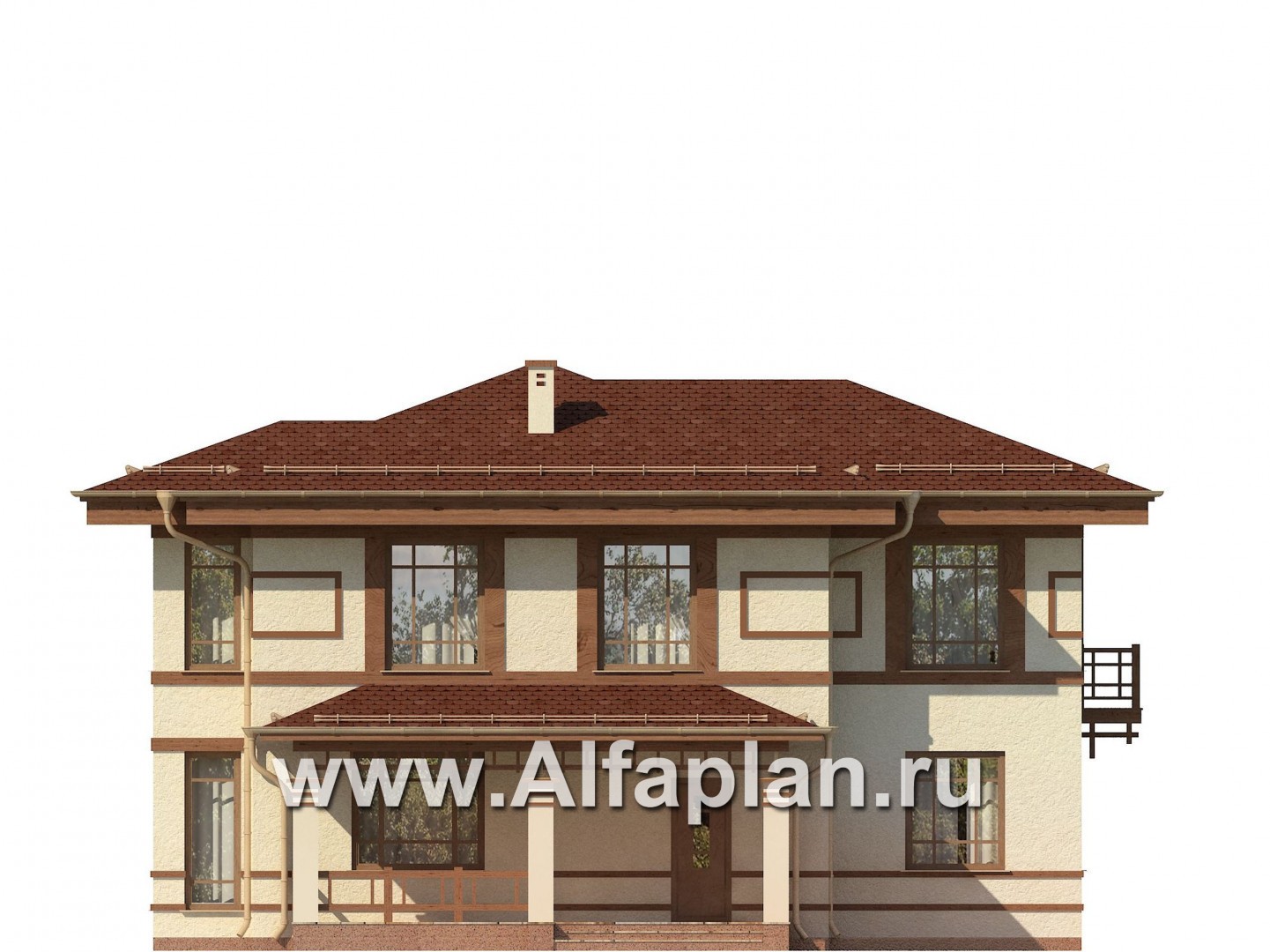Проекты домов Альфаплан - Двухэтажный дом с восточными мотивами - изображение фасада №1