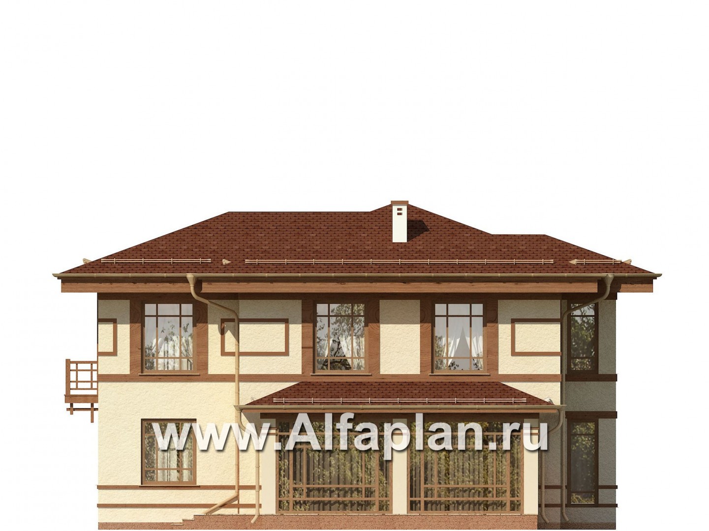 Проекты домов Альфаплан - Двухэтажный дом с восточными мотивами - изображение фасада №2