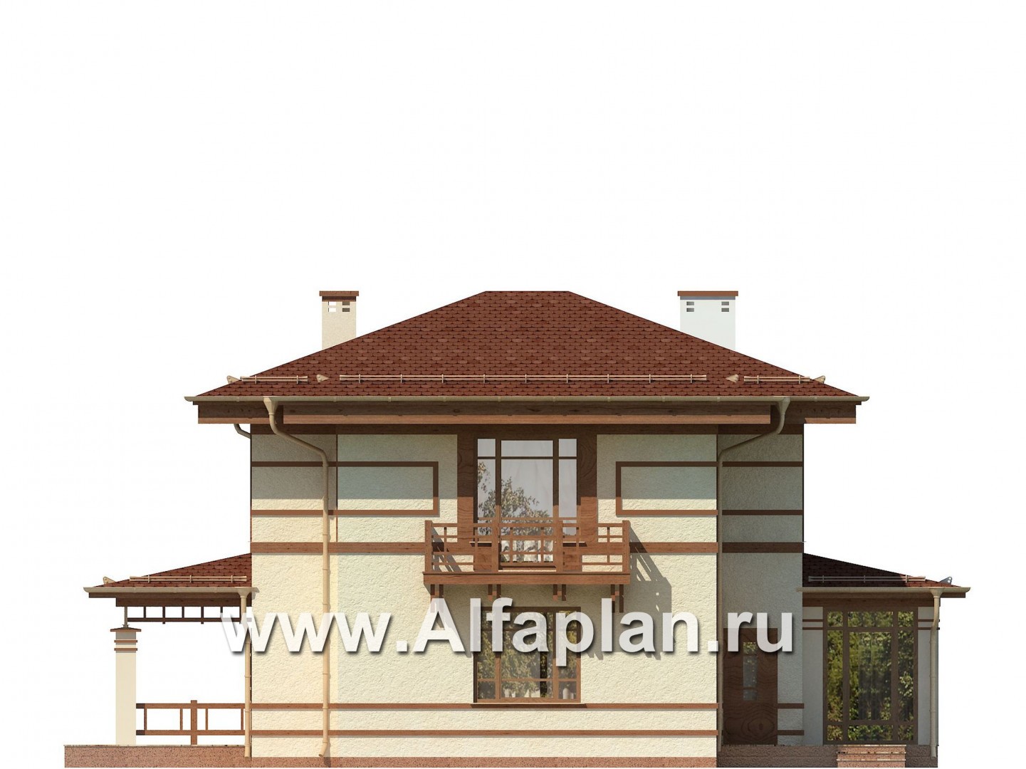 Проекты домов Альфаплан - Двухэтажный дом с восточными мотивами - изображение фасада №3