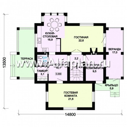 Проекты домов Альфаплан - Двухэтажный дом с восточными мотивами - превью плана проекта №1