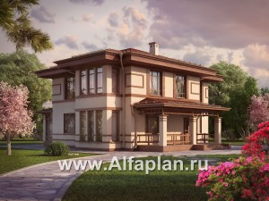 Проекты домов Альфаплан - Двухэтажный дом с восточными мотивами - превью основного изображения