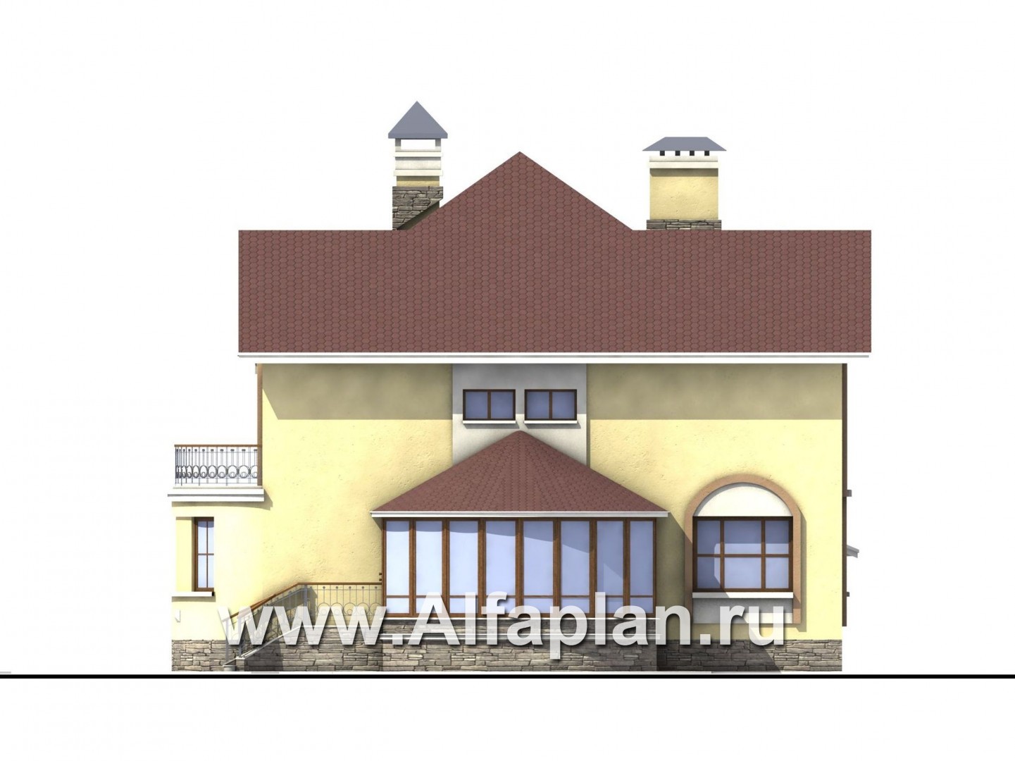 Проекты домов Альфаплан - «Амбиент» - загородный дом с эркером - изображение фасада №4